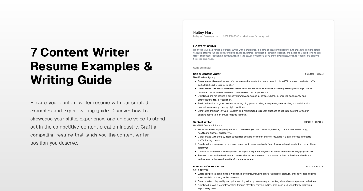 7 Content Writer Resume Examples & Writing Guide