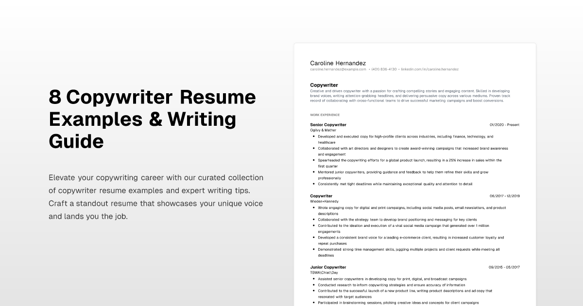 8 Copywriter Resume Examples & Writing Guide