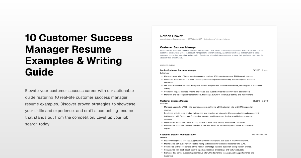 10 Customer Success Manager Resume - Customer Success Manager
