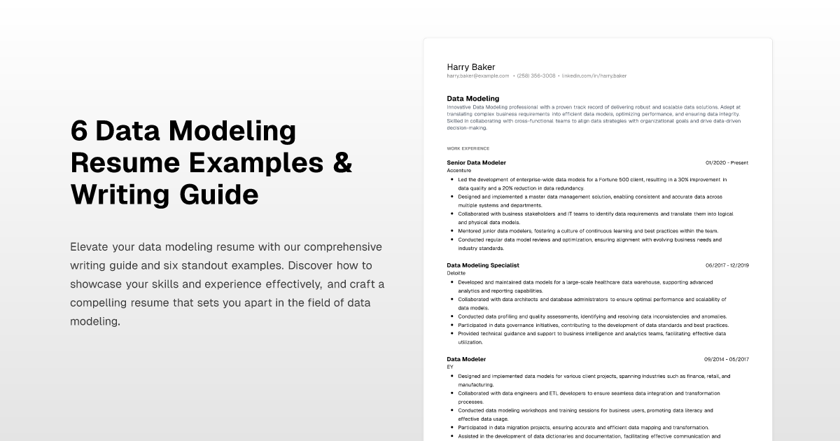 6 Data Modeling Resume Examples & Writing Guide