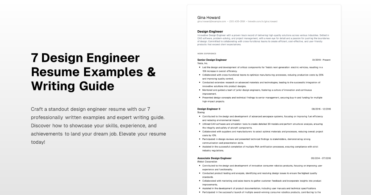 7 Design Engineer Resume Examples - Design Engineer