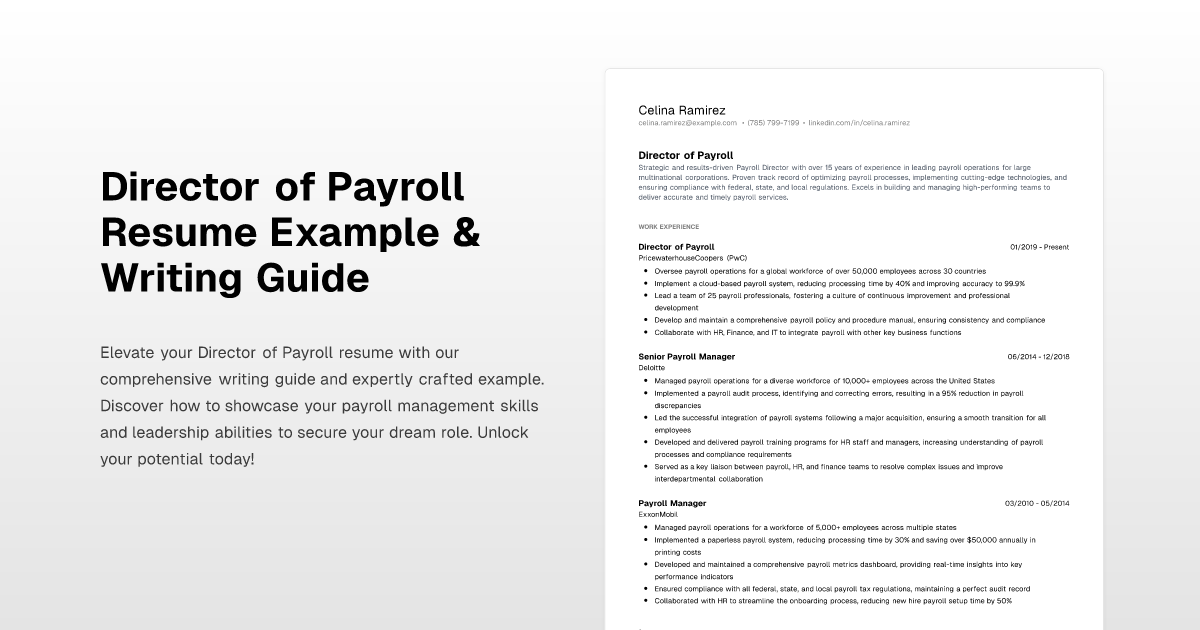 Director of Payroll Resume Example & Writing Guide