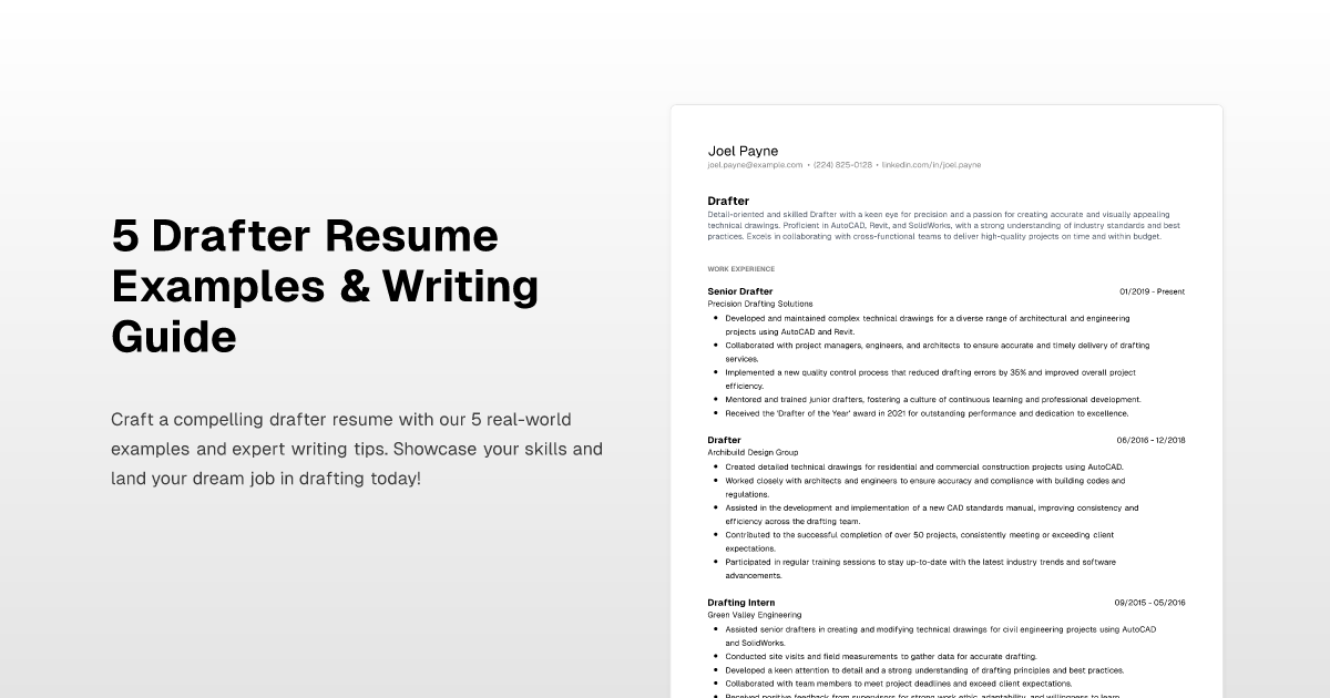 5 Drafter Resume Examples & Writing Guide