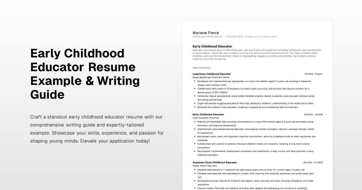 Early Childhood Educator Resume - Early Childhood Educator