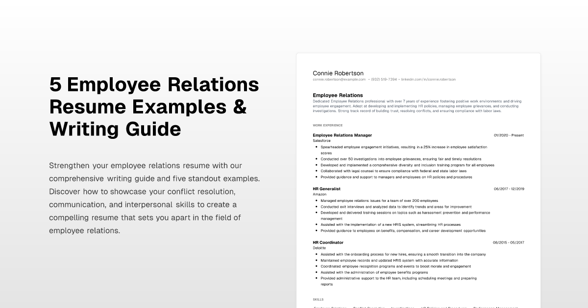 5 Employee Relations Resume Examples & Writing Guide