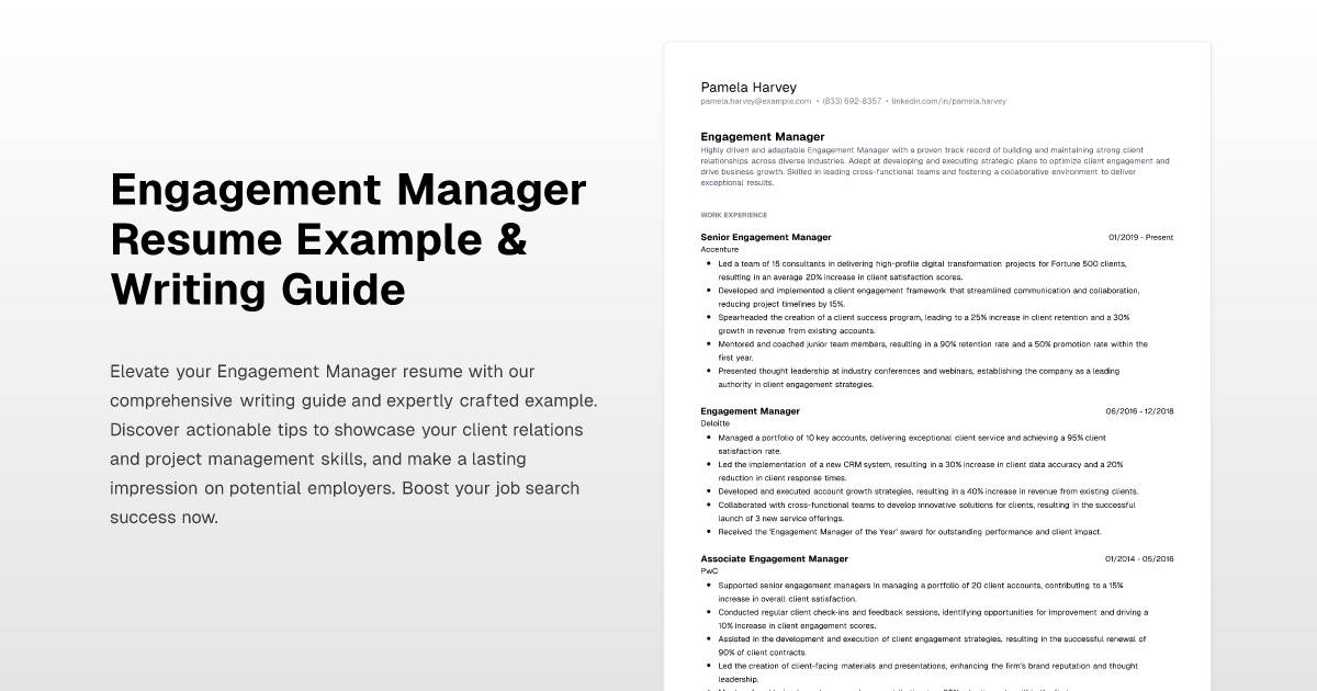 Engagement Manager Resume Example & Writing Guide