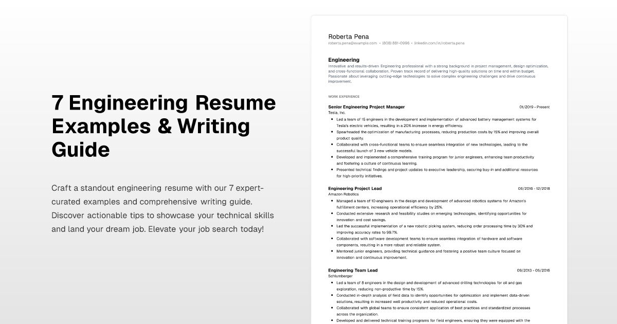 7 Engineering Resume Examples amp - Engineering