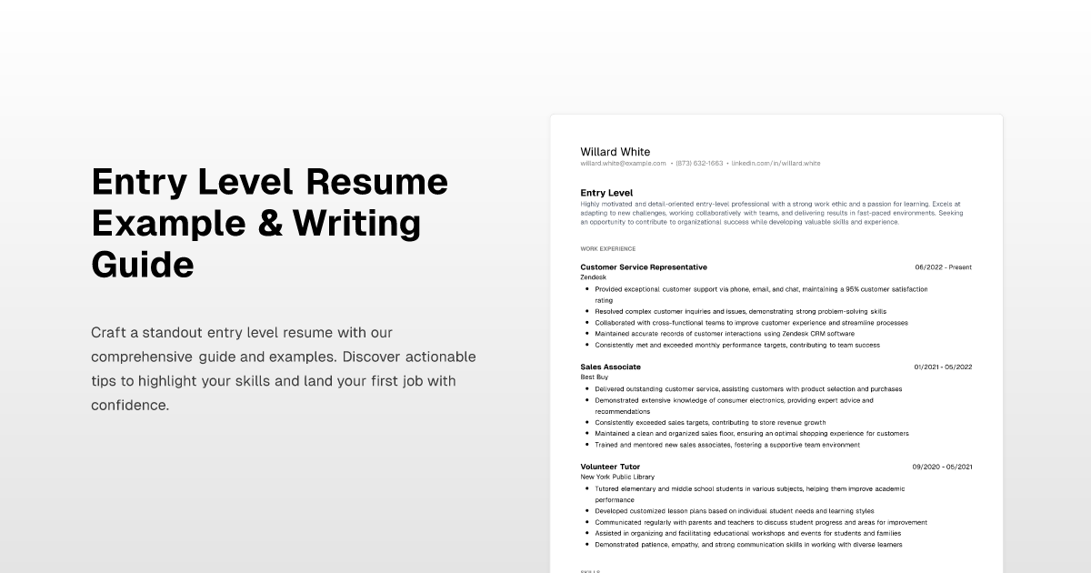 Entry Level Resume Example & Writing Guide