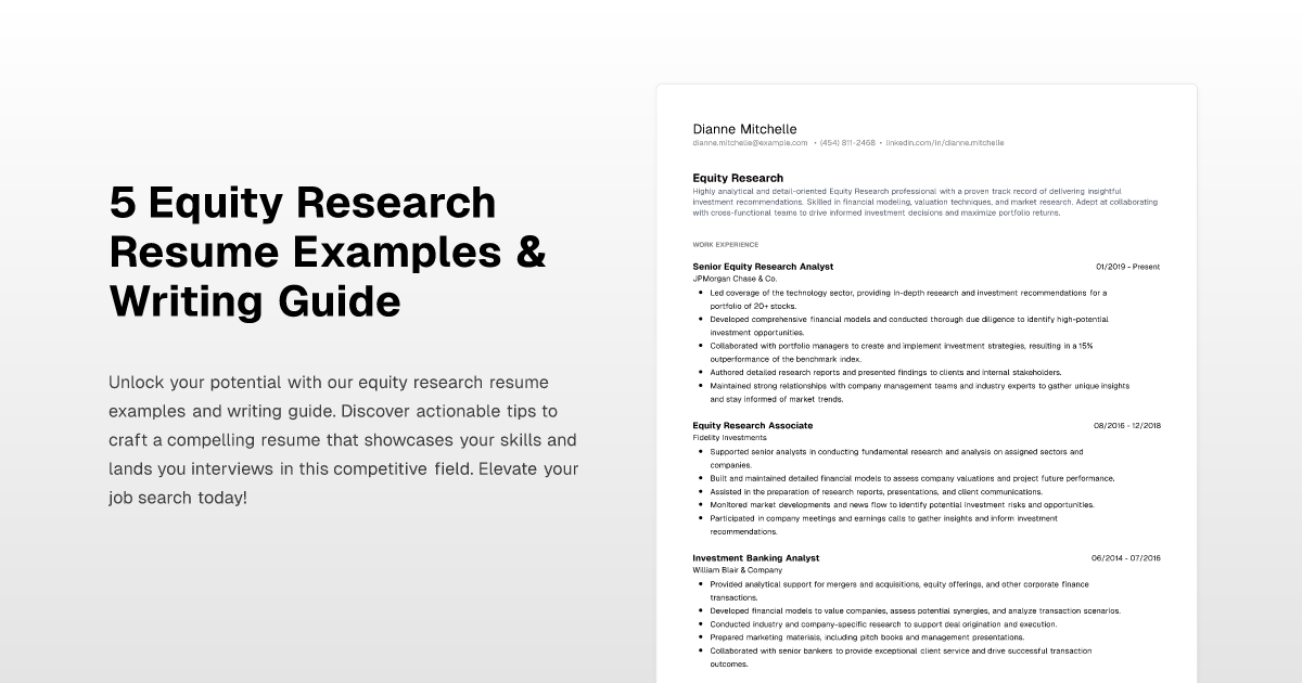 5 Equity Research Resume Examples & Writing Guide