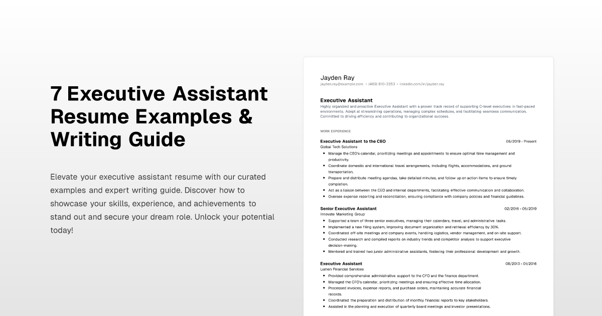 7 Executive Assistant Resume Examples - Executive Assistant