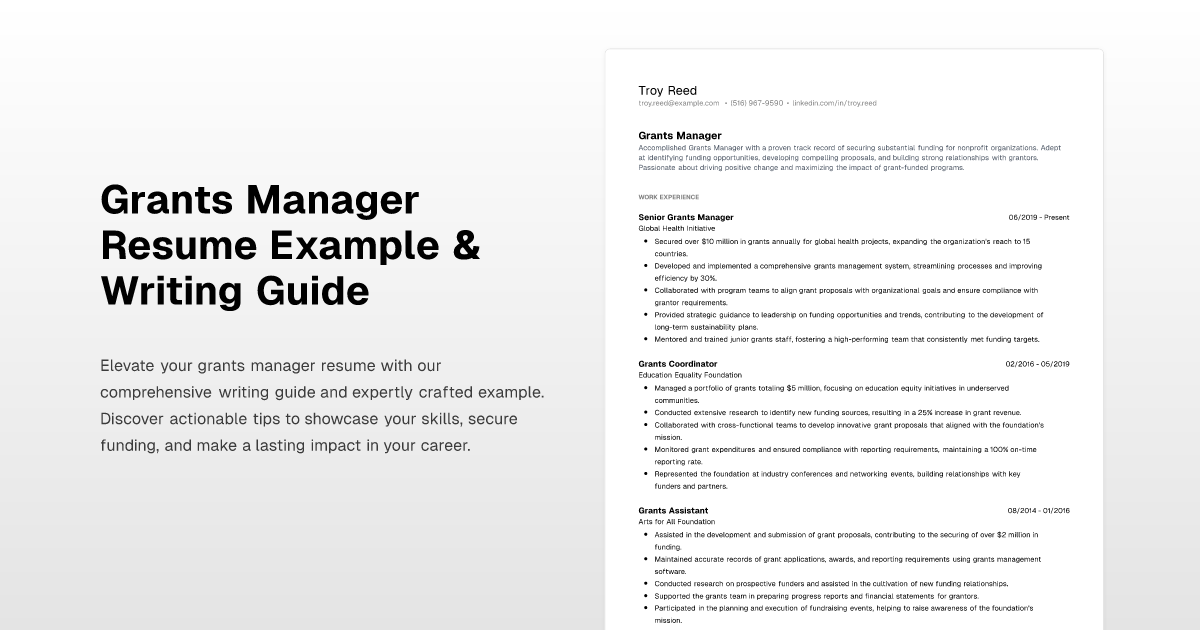 Grants Manager Resume Example & Writing Guide