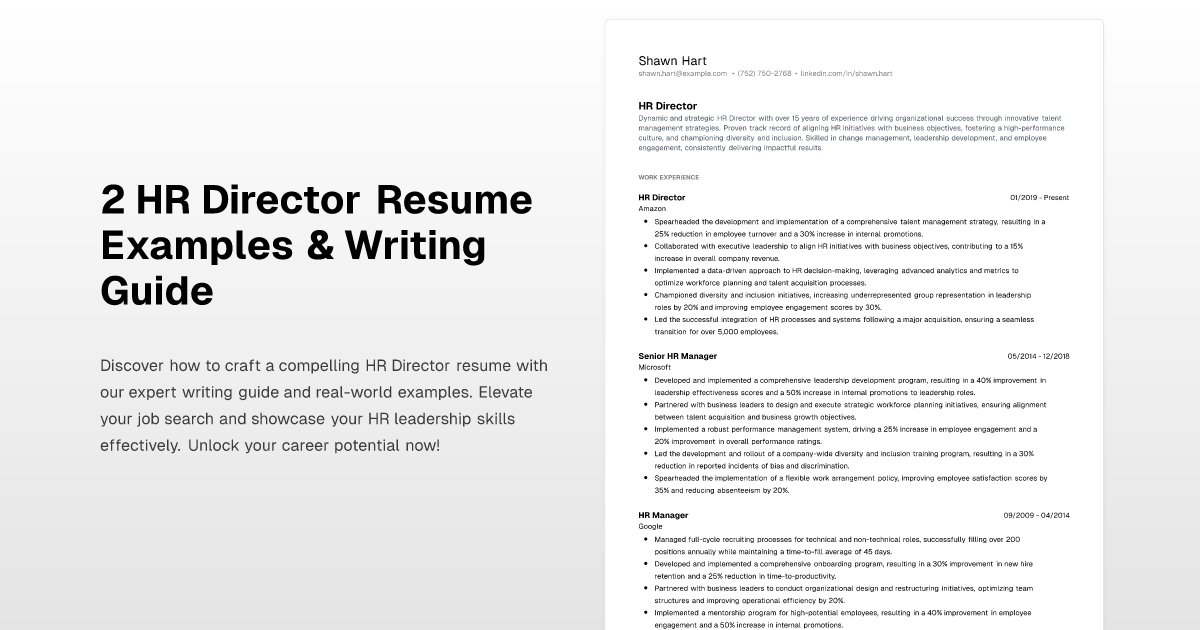 2 HR Director Resume Examples amp - Hr Director