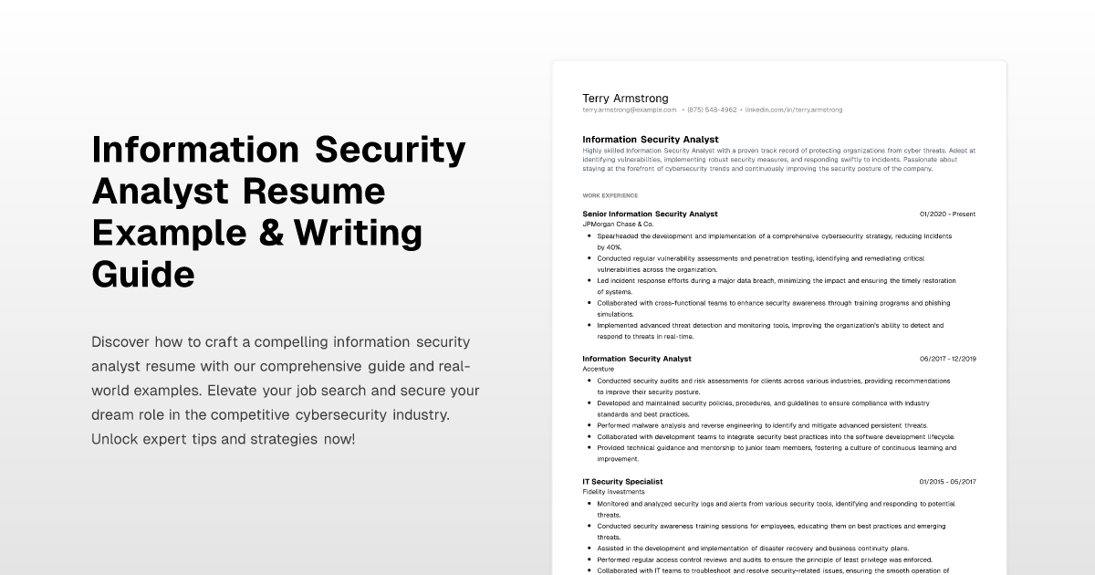 Information Security Analyst Resume Example & Writing Guide
