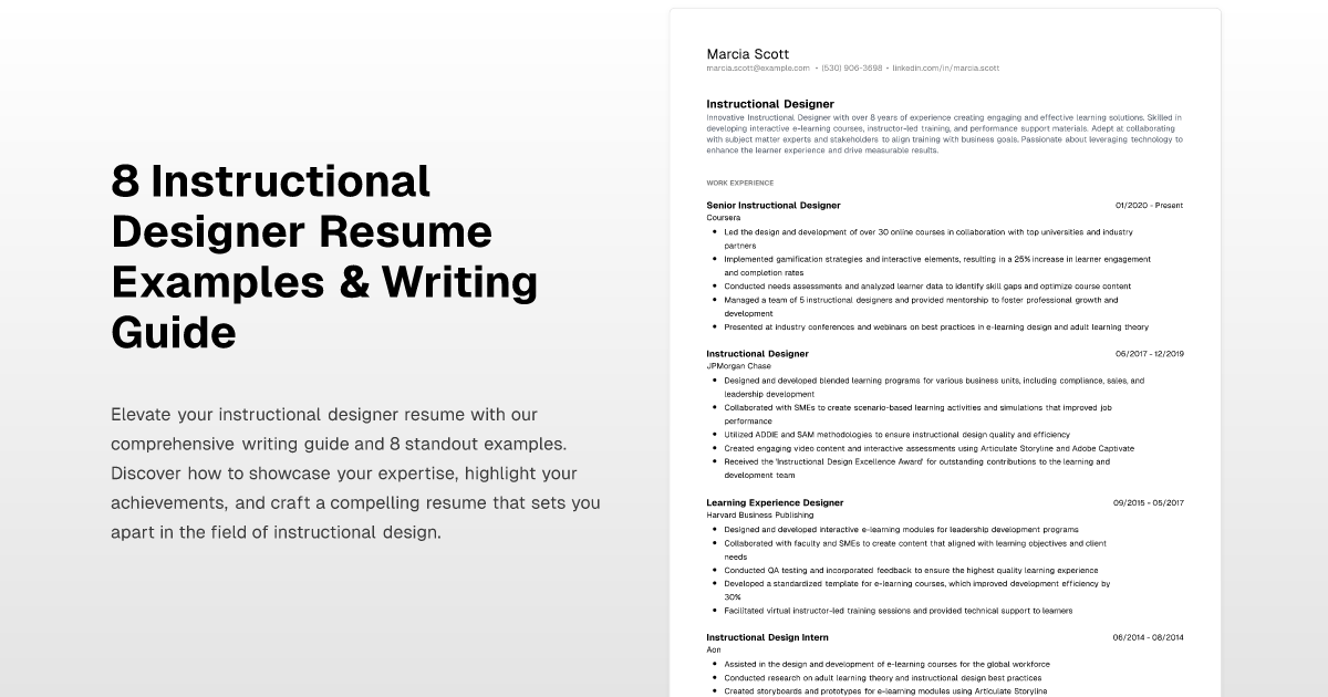 8 Instructional Designer Resume Examples & Writing Guide