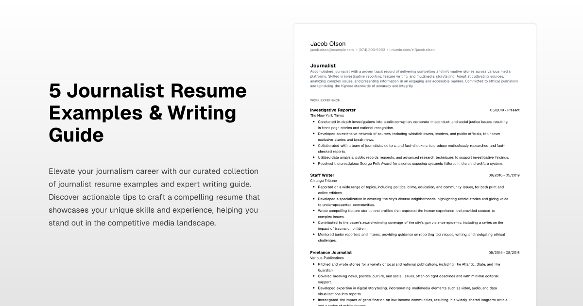 5 Journalist Resume Examples & Writing Guide