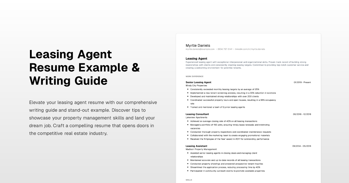 Leasing Agent Resume Example & Writing Guide