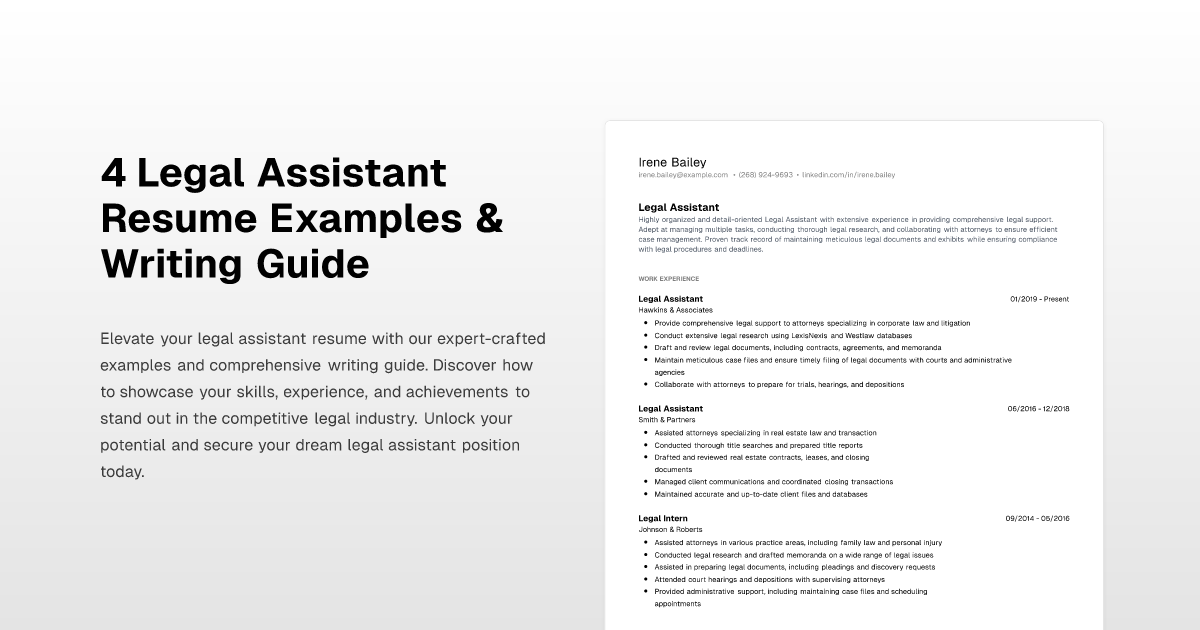 4 Legal Assistant Resume Examples And Writing Guide 5347