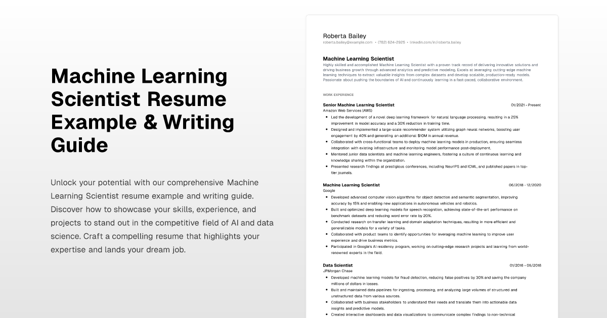 Machine Learning Scientist Resume Example & Writing Guide