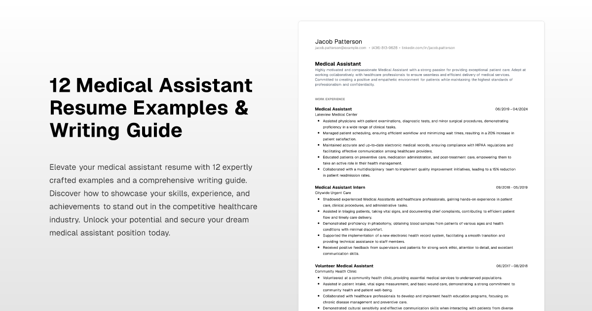 12 Medical Assistant Resume Examples - Medical Assistant