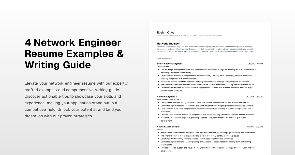 4 Network Engineer Resume Examples - Network Engineer