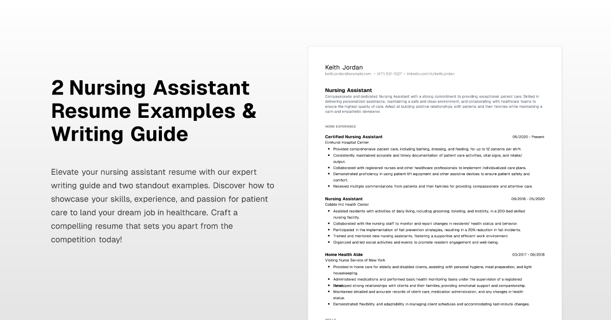 2 Nursing Assistant Resume Examples - Nursing Assistant