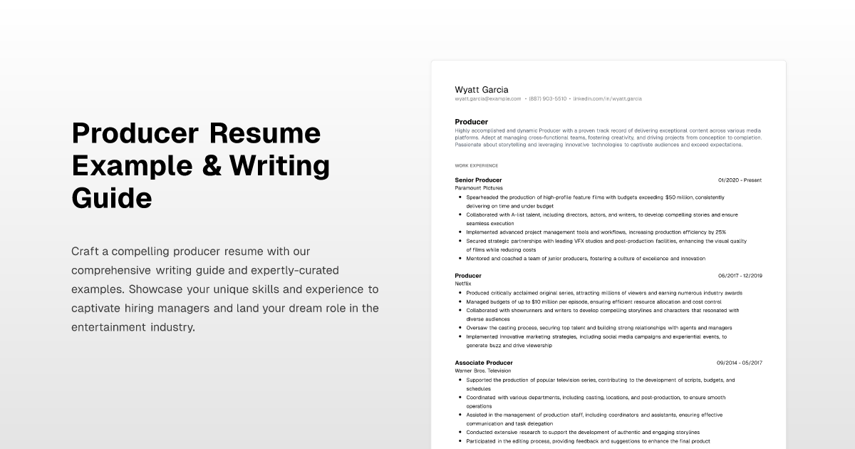 Producer Resume Example & Writing Guide