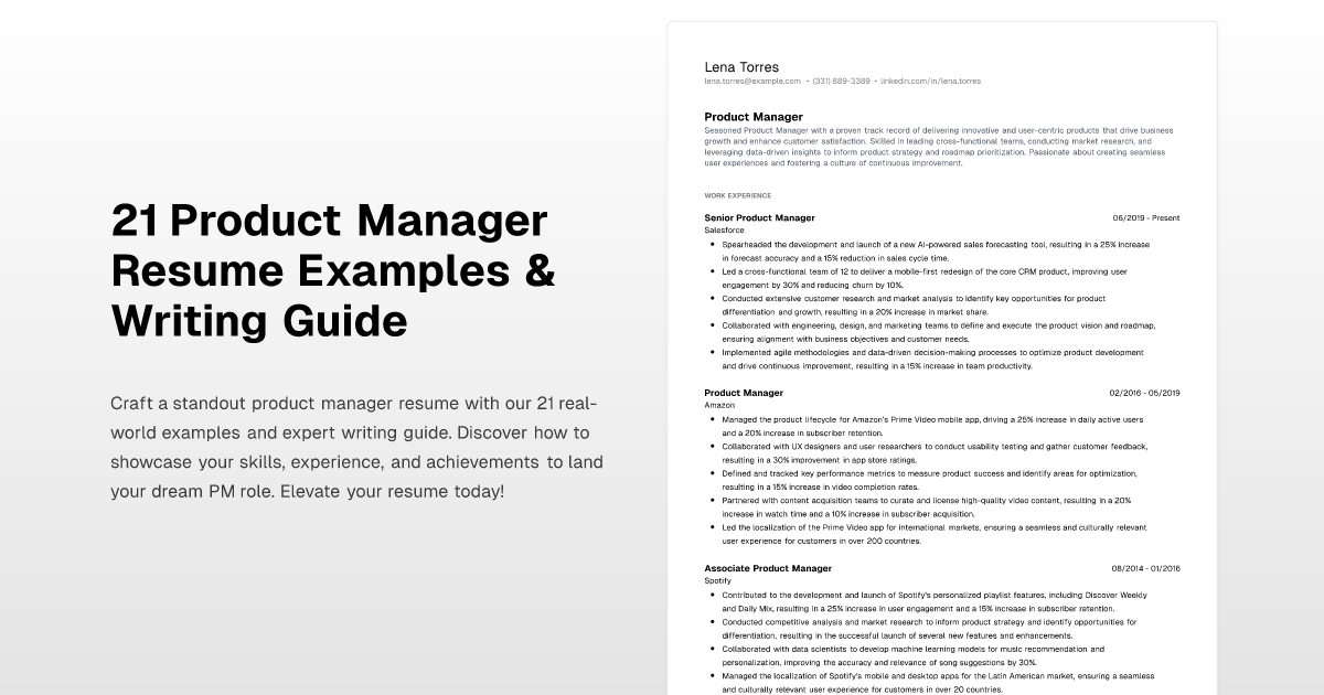 21 Product Manager Resume Examples - Product Manager