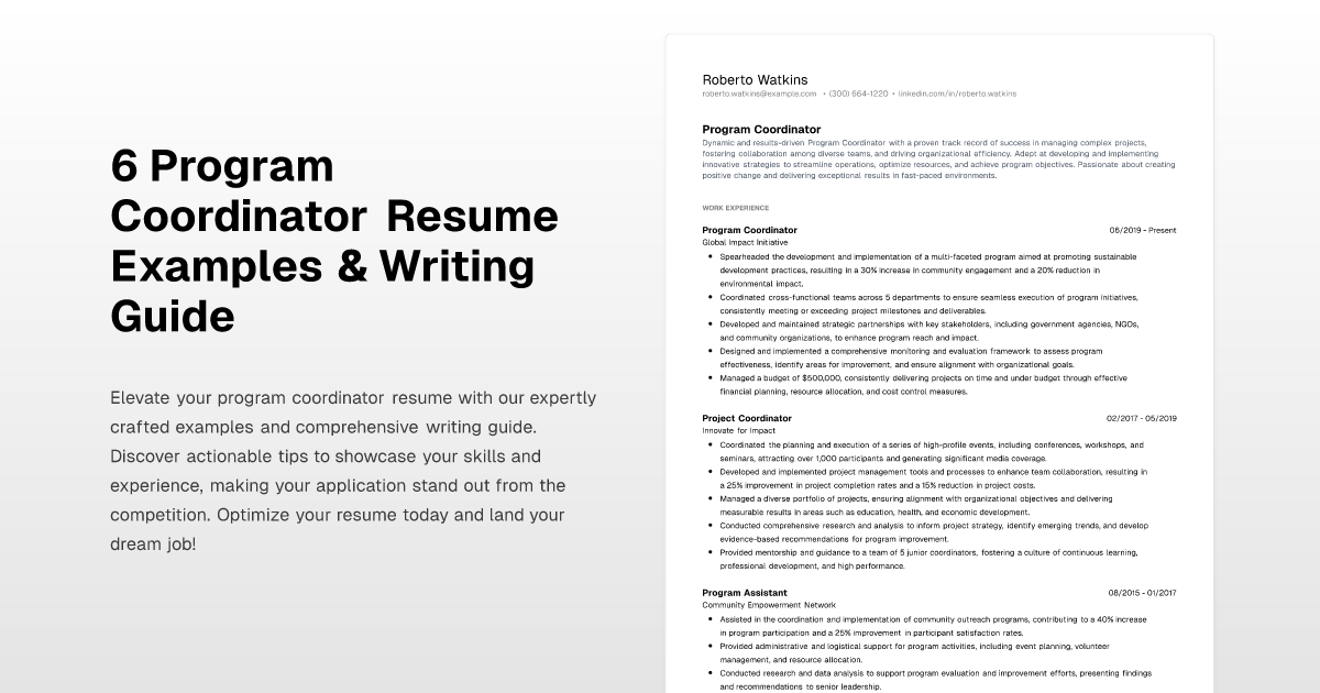 6 Program Coordinator Resume Examples & Writing Guide