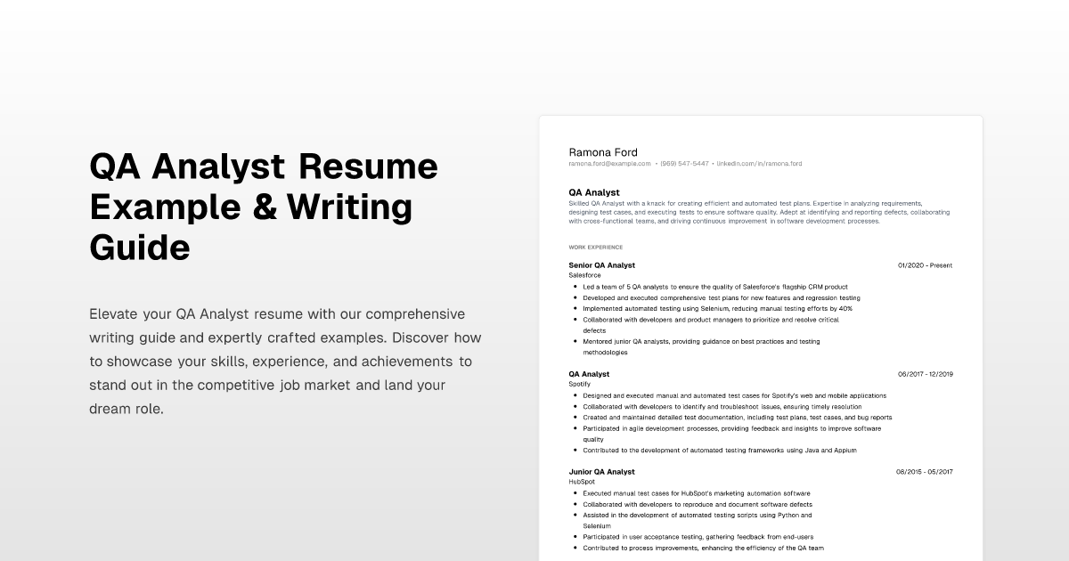 QA Analyst Resume Example & Writing Guide