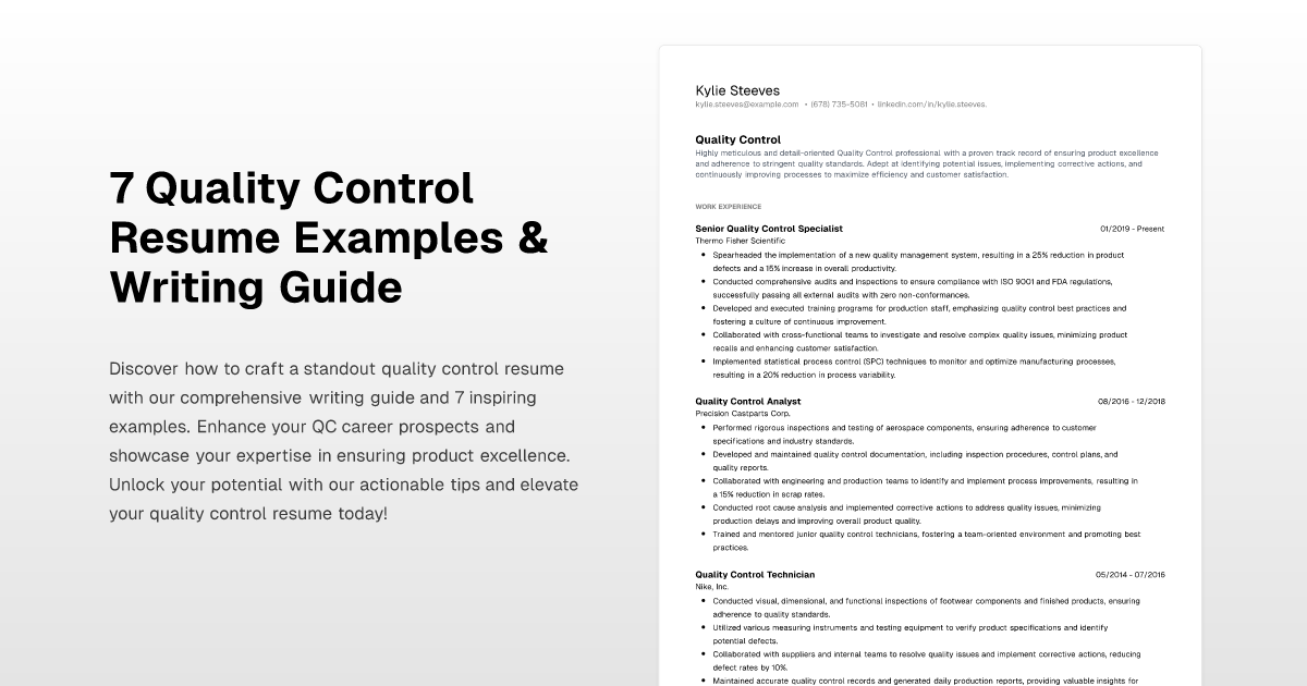 7 Quality Control Resume Examples - Quality Control