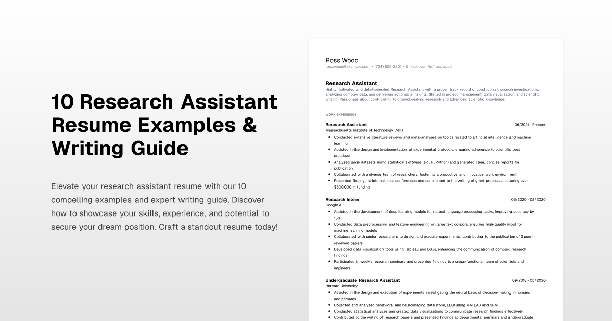 10 Research Assistant Resume Examples - Research Assistant