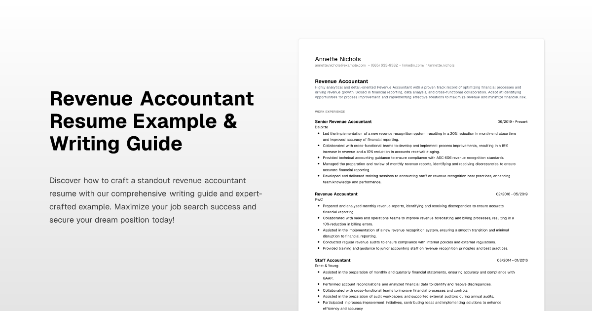 Revenue Accountant Resume Example & Writing Guide