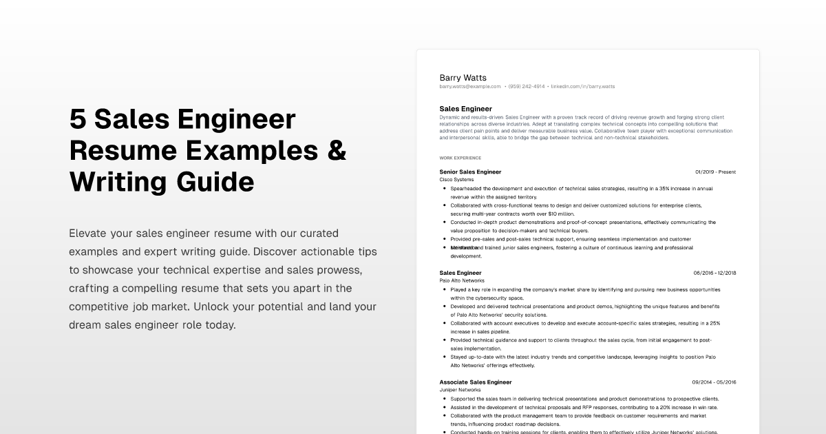 5 Sales Engineer Resume Examples - Sales Engineer