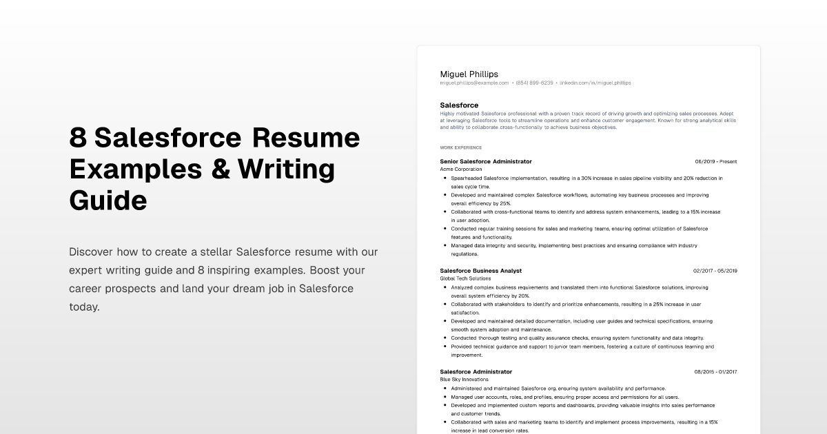 8 Salesforce Resume Examples & Writing Guide