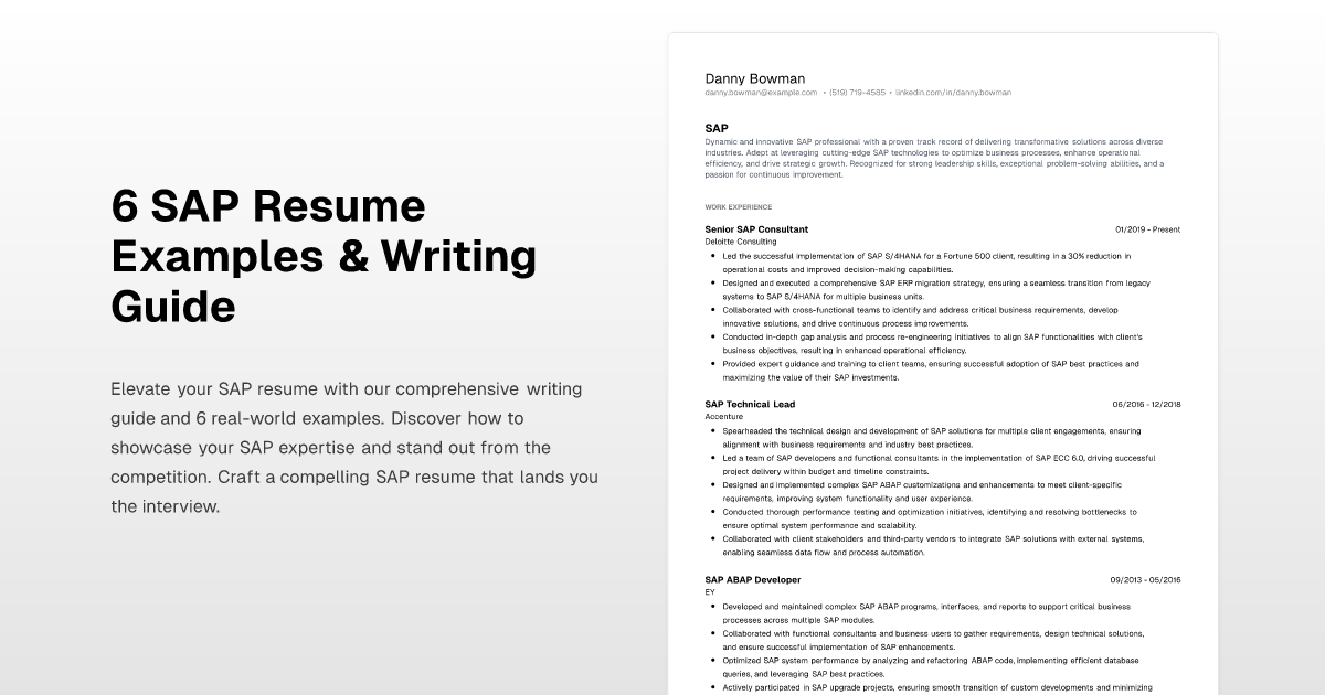 6 SAP Resume Examples & Writing Guide