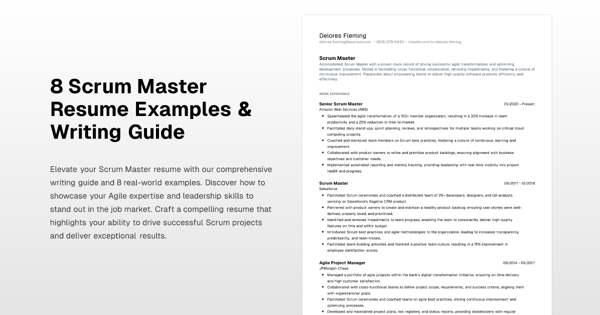 8 Scrum Master Resume Examples & Writing Guide