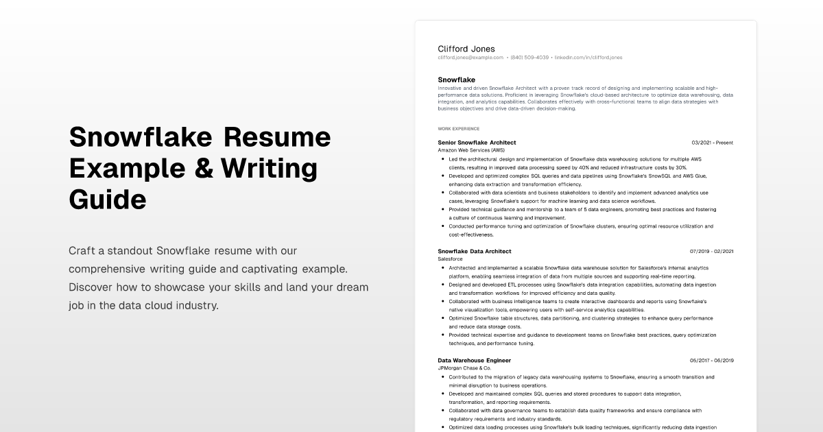 Snowflake Resume Example & Writing Guide