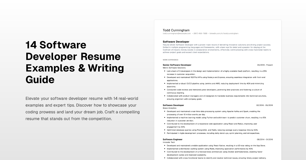 14 Software Developer Resume Examples & Writing Guide