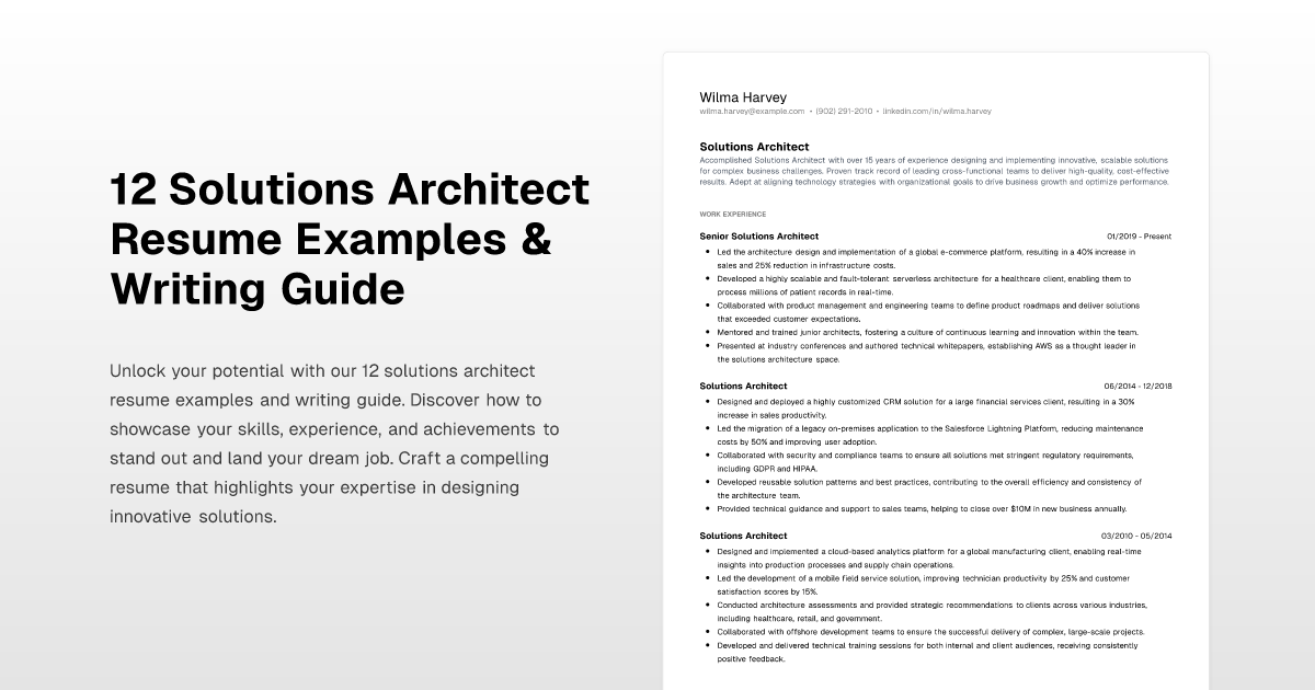 12 Solutions Architect Resume Examples & Writing Guide