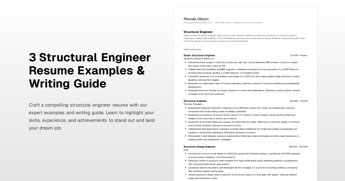 3 Structural Engineer Resume Examples And Writing Guide