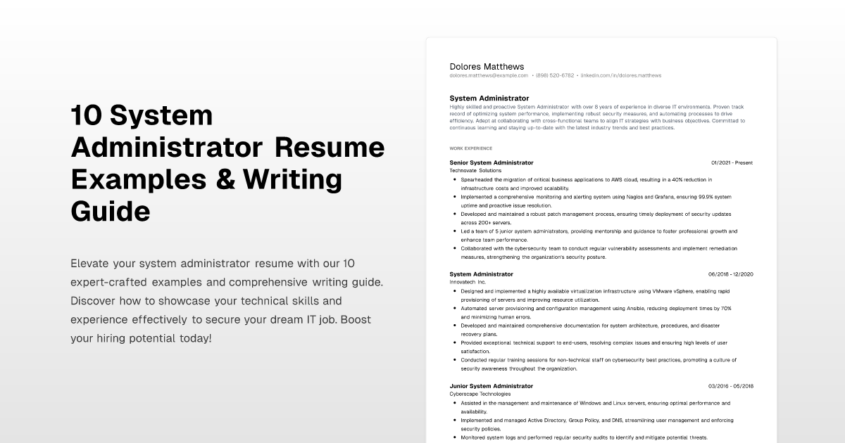10 System Administrator Resume - System Administrator
