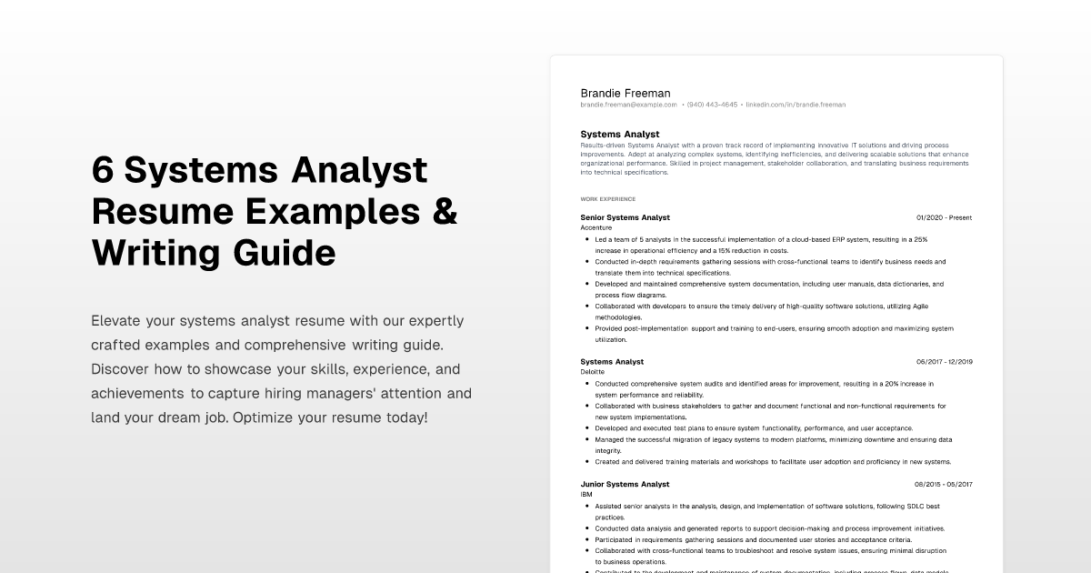 6 Systems Analyst Resume Examples & Writing Guide