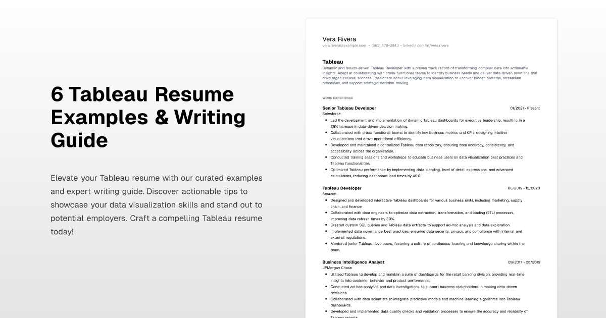 6 Tableau Resume Examples amp Writing - Tableau