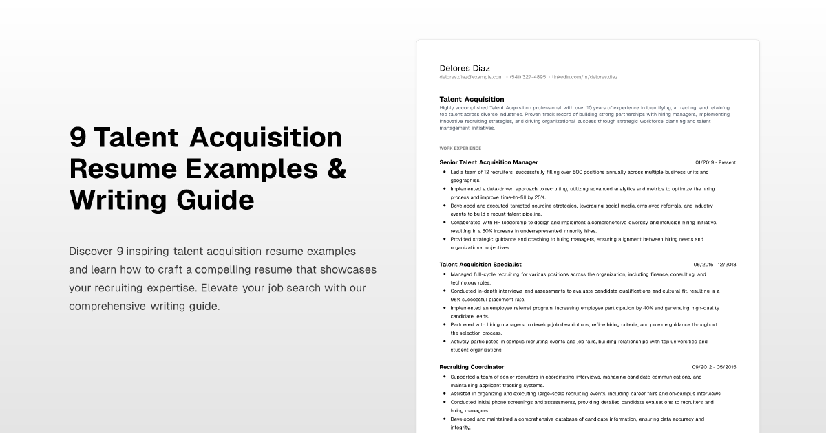 9 Talent Acquisition Resume Examples & Writing Guide