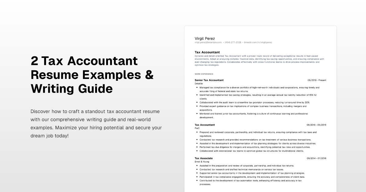 2 Tax Accountant Resume Examples & Writing Guide