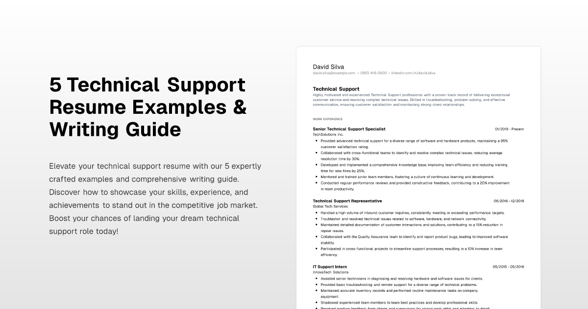 5 Technical Support Resume Examples & Writing Guide