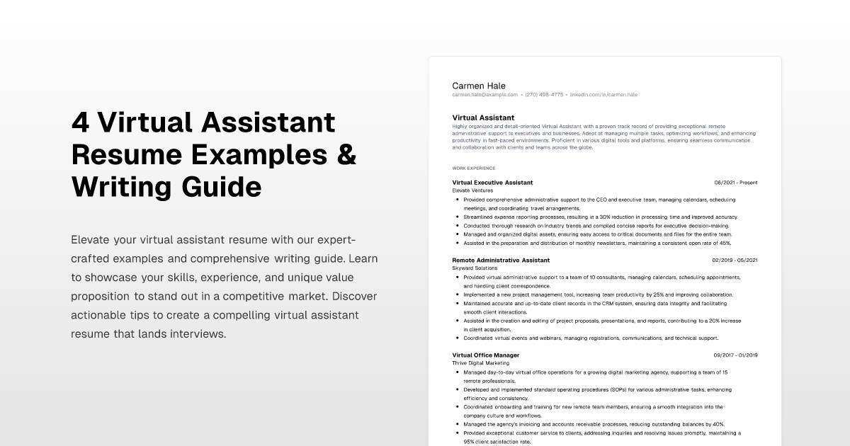 4 Virtual Assistant Resume Examples And Writing Guide 4500