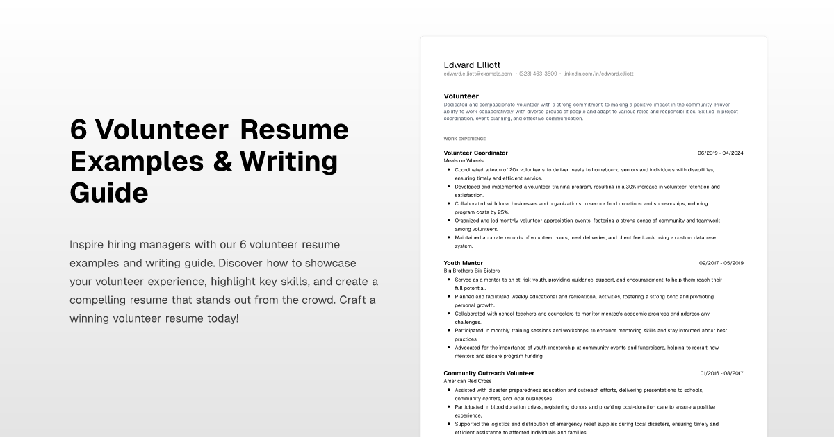 6 Volunteer Resume Examples & Writing Guide